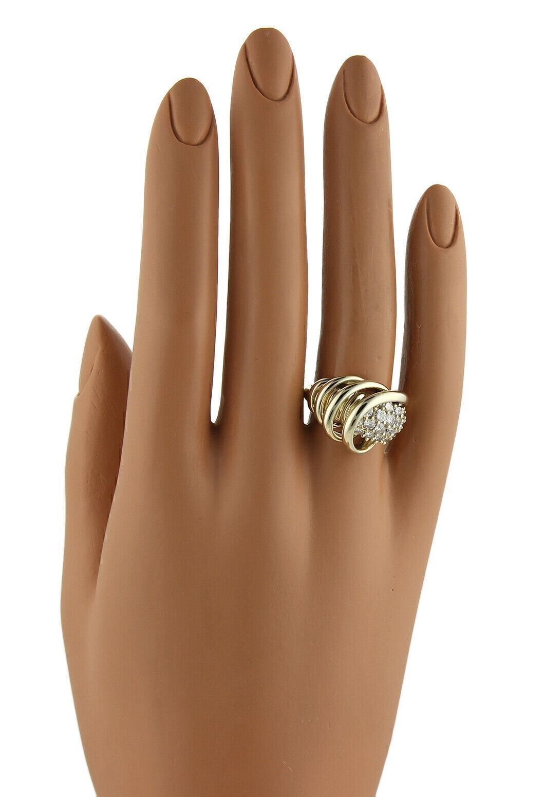 Jose Hess Diamond 14k Yellow Gold Spiral Loop Ring - Size 6