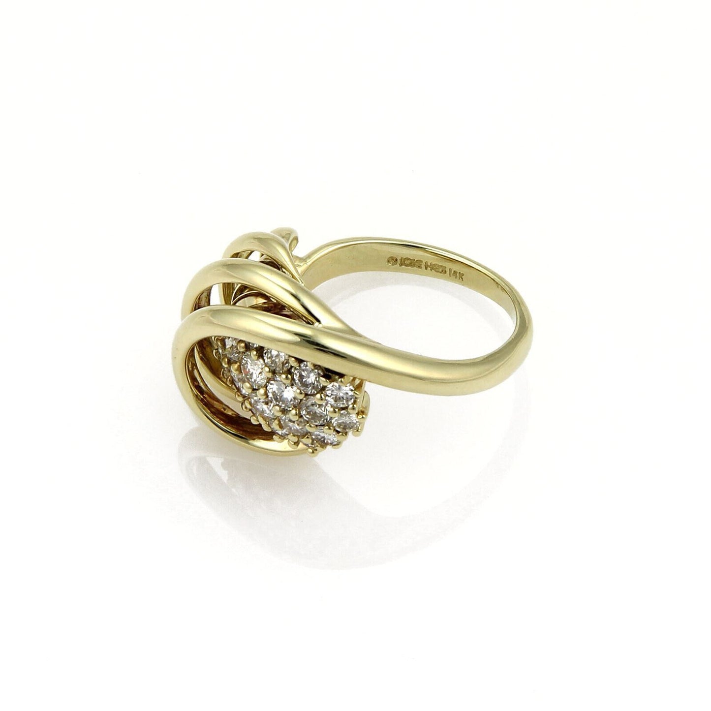 Jose Hess Diamond 14k Yellow Gold Spiral Loop Ring - Size 6