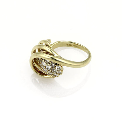 Jose Hess Diamond 14k Yellow Gold Spiral Loop Ring - Size 6