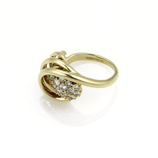 Jose Hess Diamond 14k Yellow Gold Spiral Loop Ring - Size 6