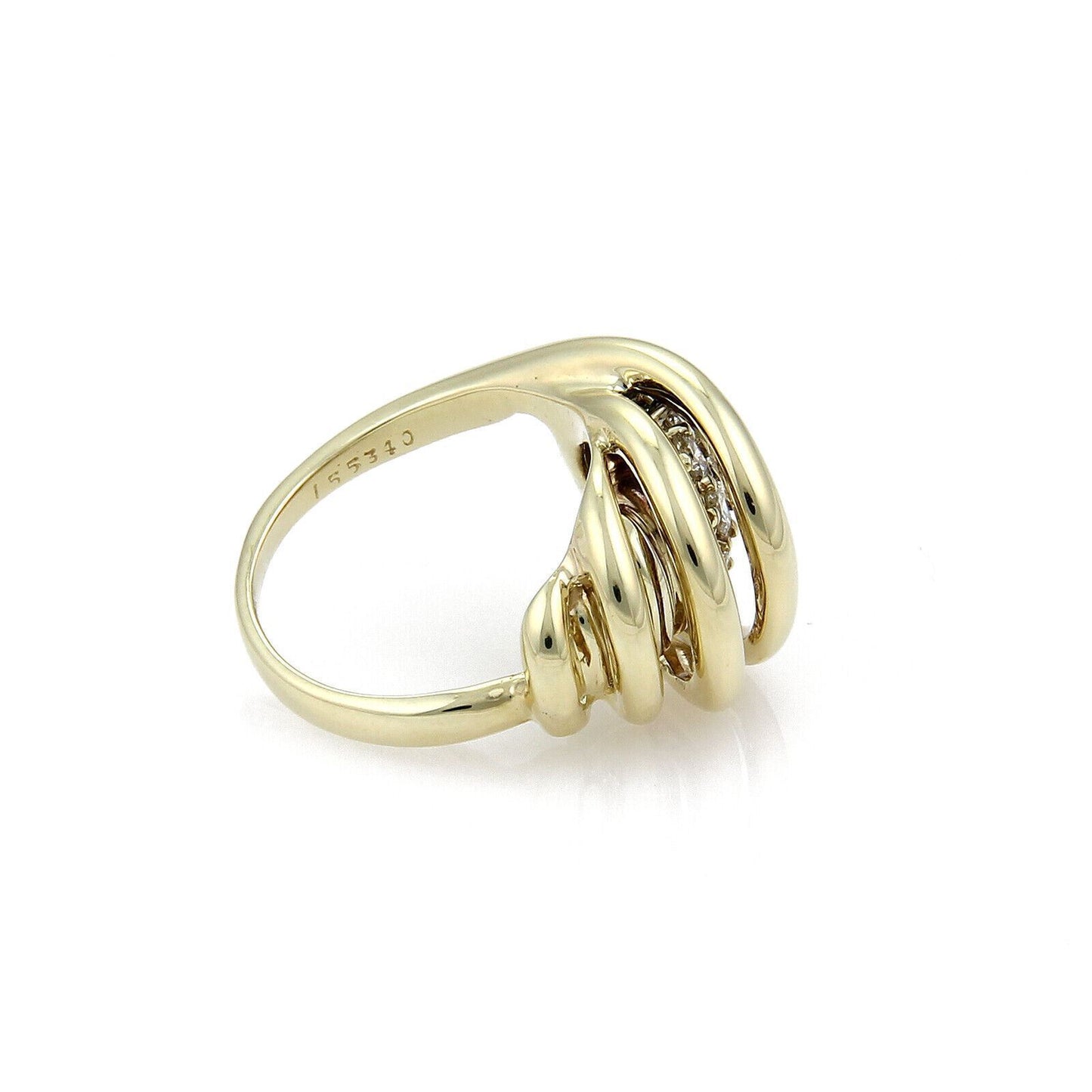 Jose Hess Diamond 14k Yellow Gold Spiral Loop Ring - Size 6