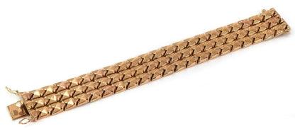 Pyramid Style 18k Rose Gold 22mm Wide Flex Link Bracelet