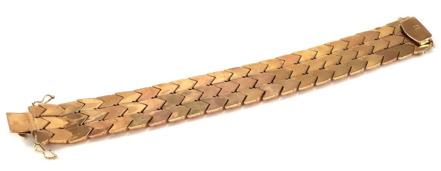 Pyramid Style 18k Rose Gold 22mm Wide Flex Link Bracelet