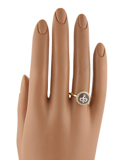 Ippolita Diamond Snake Cameo 18k Yellow Gold Round Ring - Size 6.5