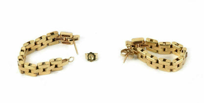 Diamond 14k Gold Link Long Dangle Chain Earrings