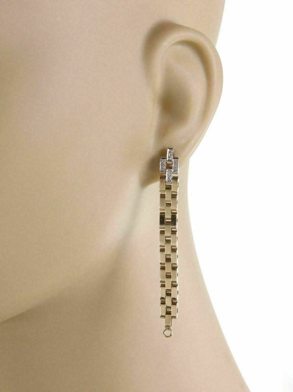 Diamond 14k Gold Link Long Dangle Chain Earrings