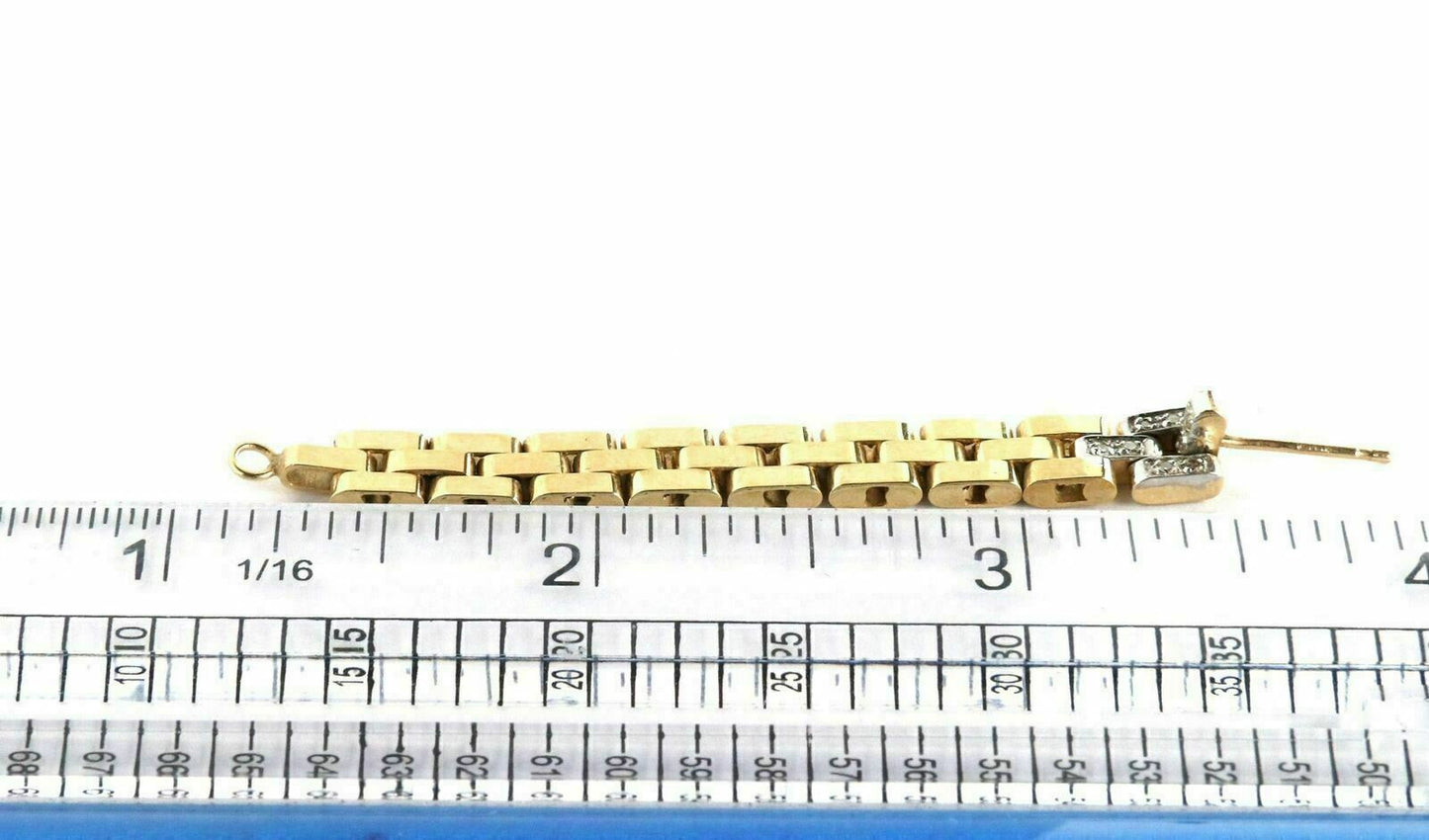 Diamond 14k Gold Link Long Dangle Chain Earrings