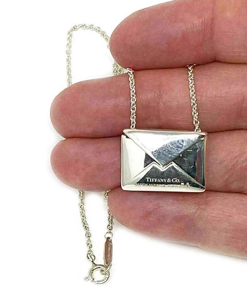 Tiffany & Co. Sweet Nothing Sterling Silver Envelope Movable Letter Necklace