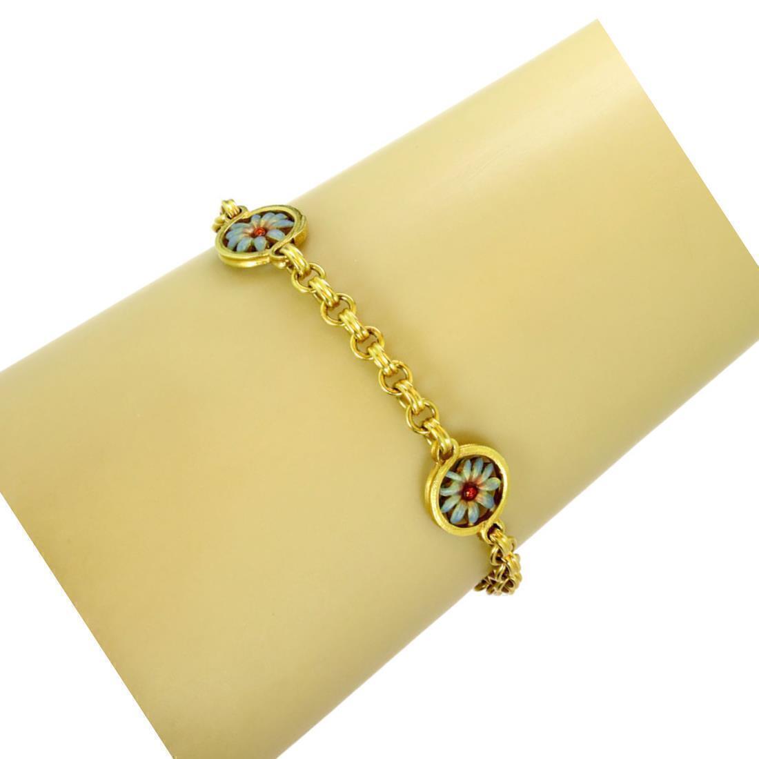 Masriera Enamel 4 Flower Station 18k Yellow Gold Bracelet w/cert