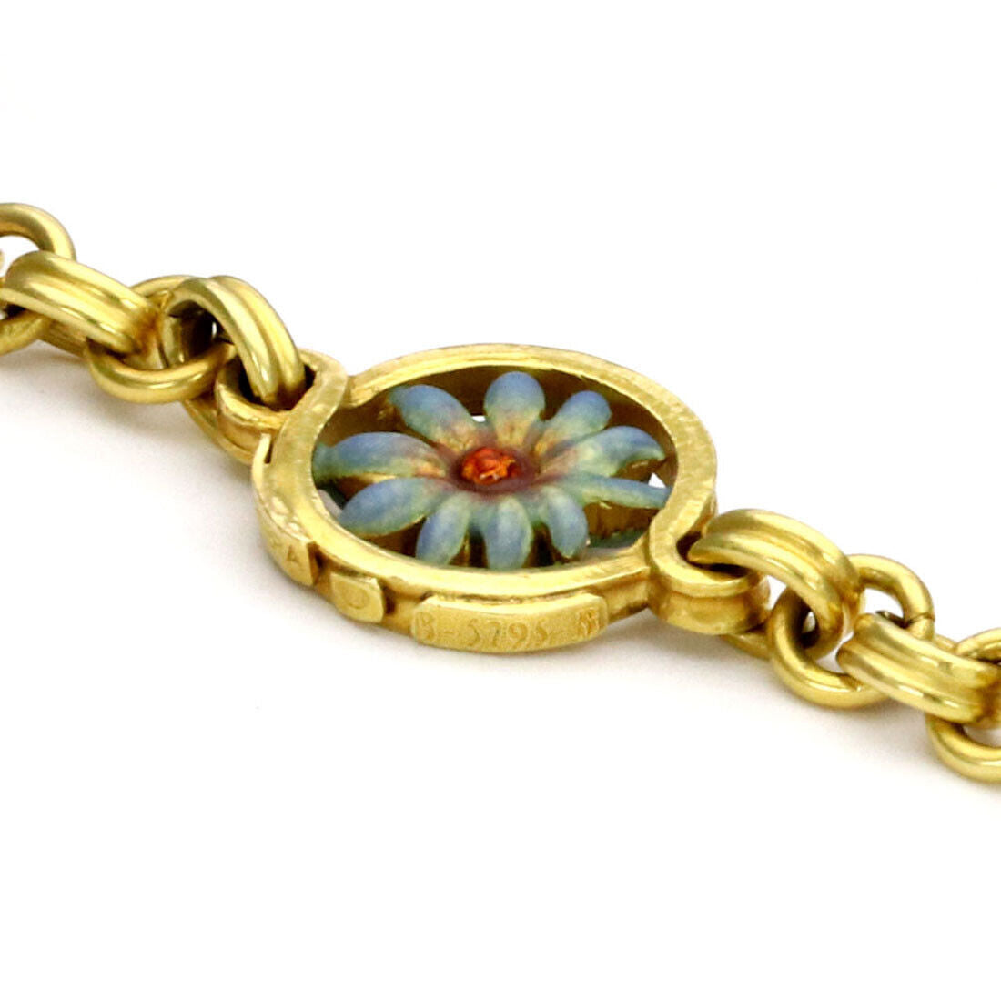 Masriera Enamel 4 Flower Station 18k Yellow Gold Bracelet w/cert