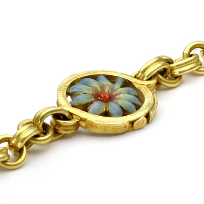 Masriera Enamel 4 Flower Station 18k Yellow Gold Bracelet w/cert