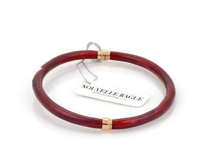 Nouvelle Bague Red White Enamel 18k Gold & Sterling Bracelet