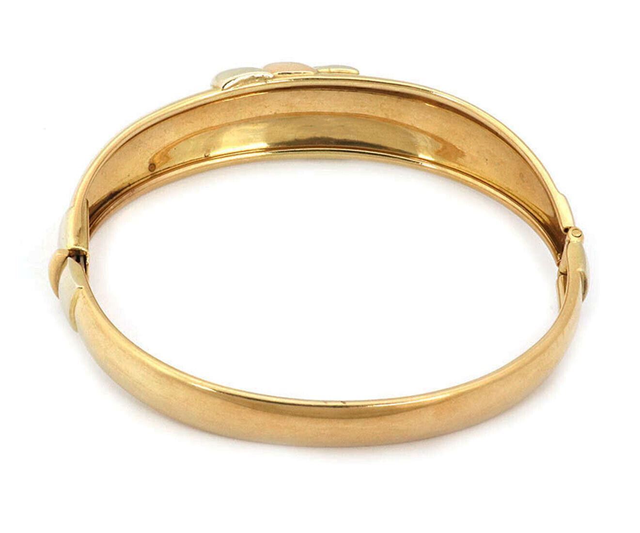 Darnlaion 18k Two Tone Gold Hinged Dome Bangle Bracelet