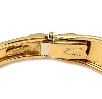 Darnlaion 18k Two Tone Gold Hinged Dome Bangle Bracelet