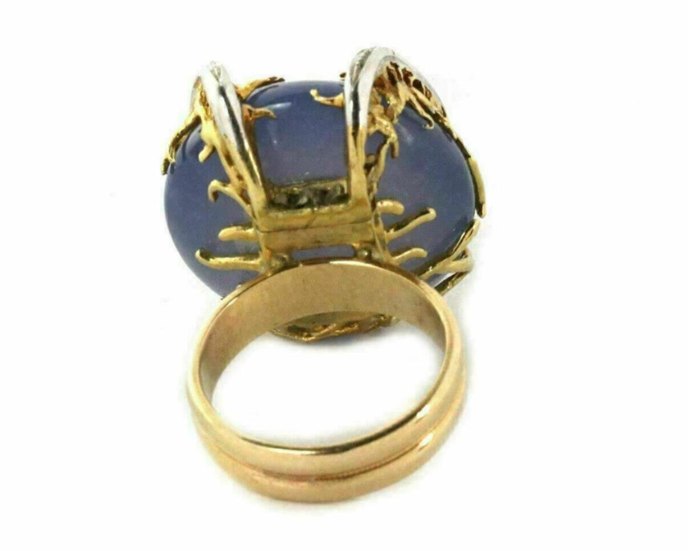 Diamond Chalcedony 14k Two Tone Gold Horseshoe Design Ring - Size 5.5