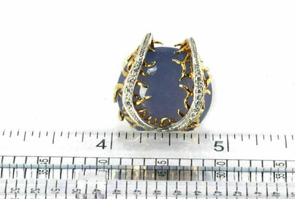 Diamond Chalcedony 14k Two Tone Gold Horseshoe Design Ring - Size 5.5