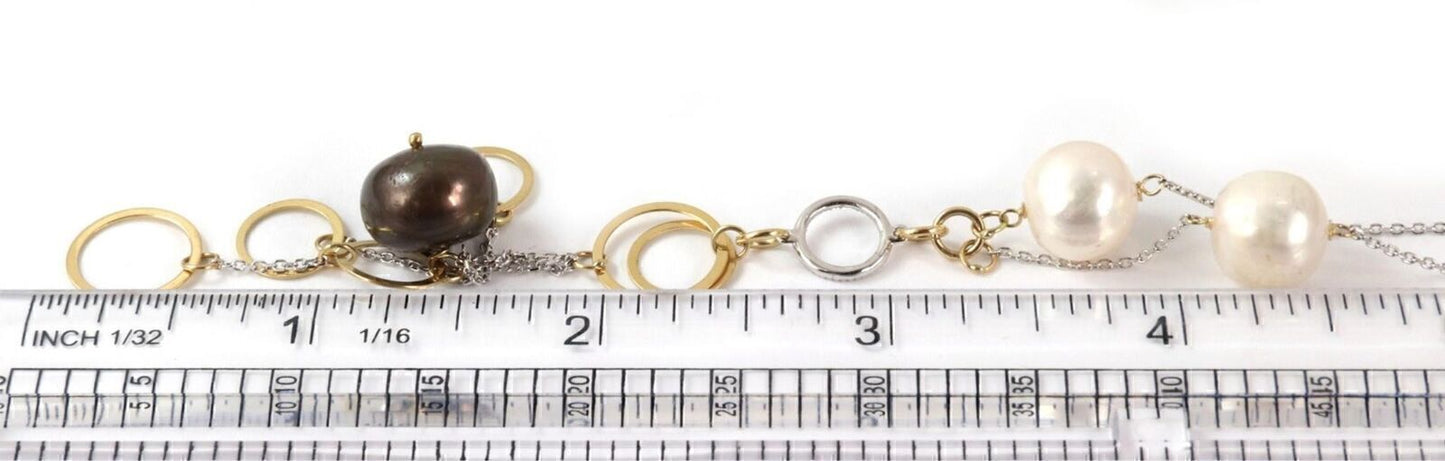 Collana C. Perle Diamond 18k Two Tone Gold Fancy Dangle Pendant Necklace