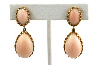 Cellini Coral 18k Yellow Gold 2 Tier Drop Dangle Earrings