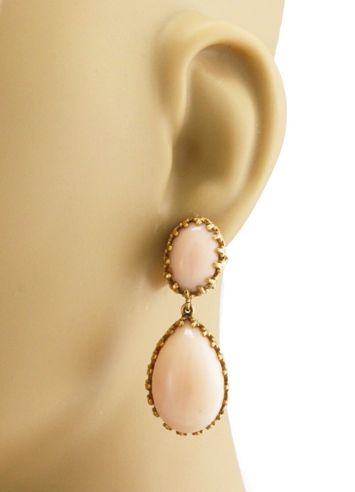 Cellini Coral 18k Yellow Gold 2 Tier Drop Dangle Earrings