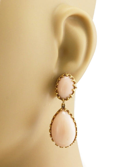 Cellini Coral 18k Yellow Gold 2 Tier Drop Dangle Earrings