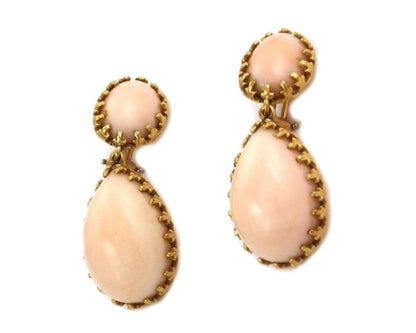 Cellini Coral 18k Yellow Gold 2 Tier Drop Dangle Earrings