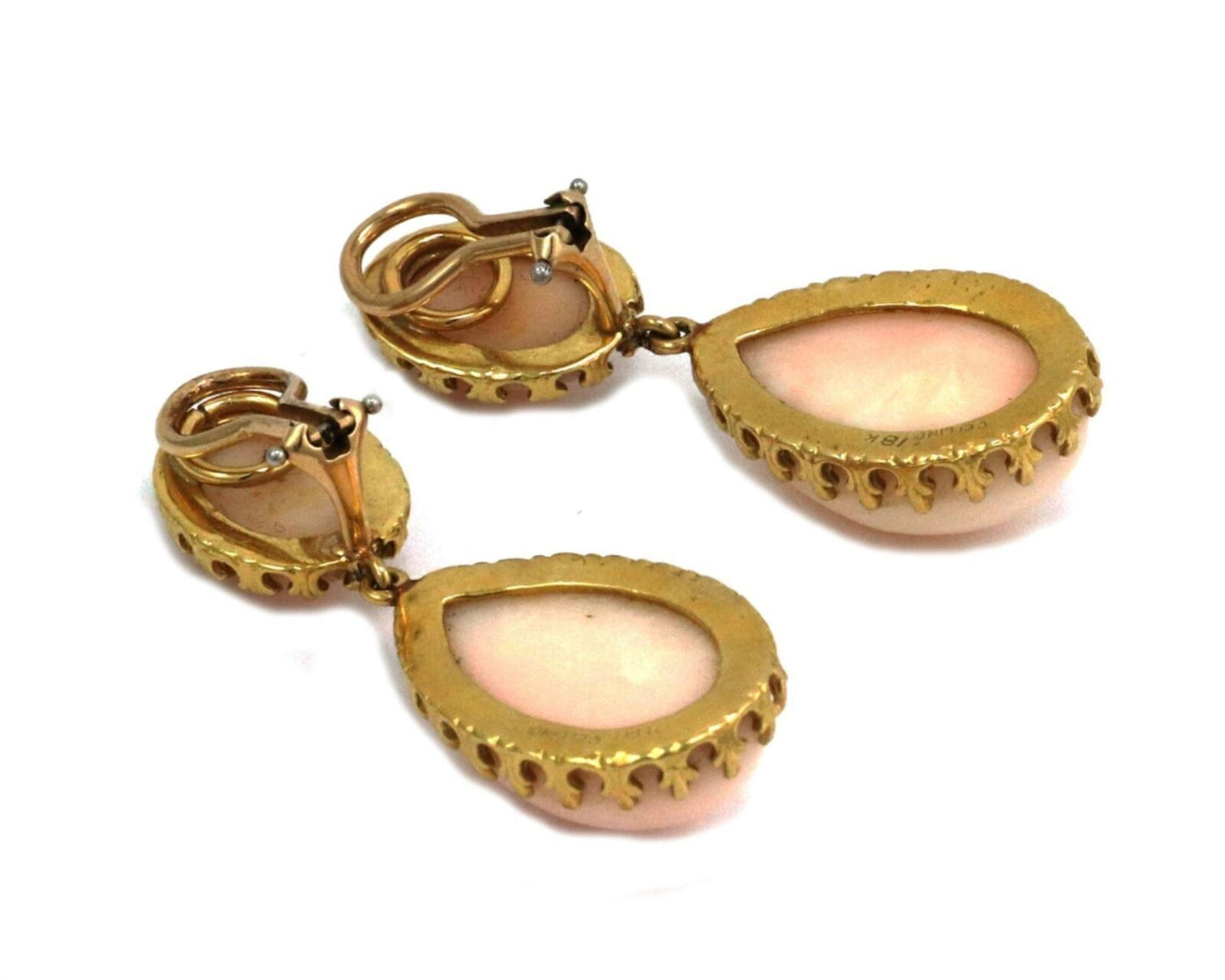 Cellini Coral 18k Yellow Gold 2 Tier Drop Dangle Earrings