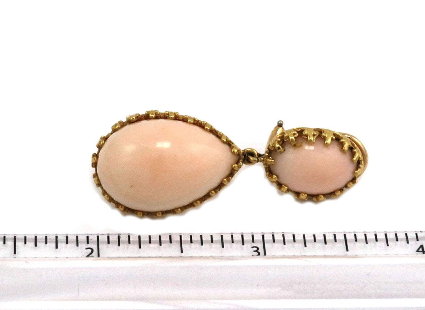 Cellini Coral 18k Yellow Gold 2 Tier Drop Dangle Earrings