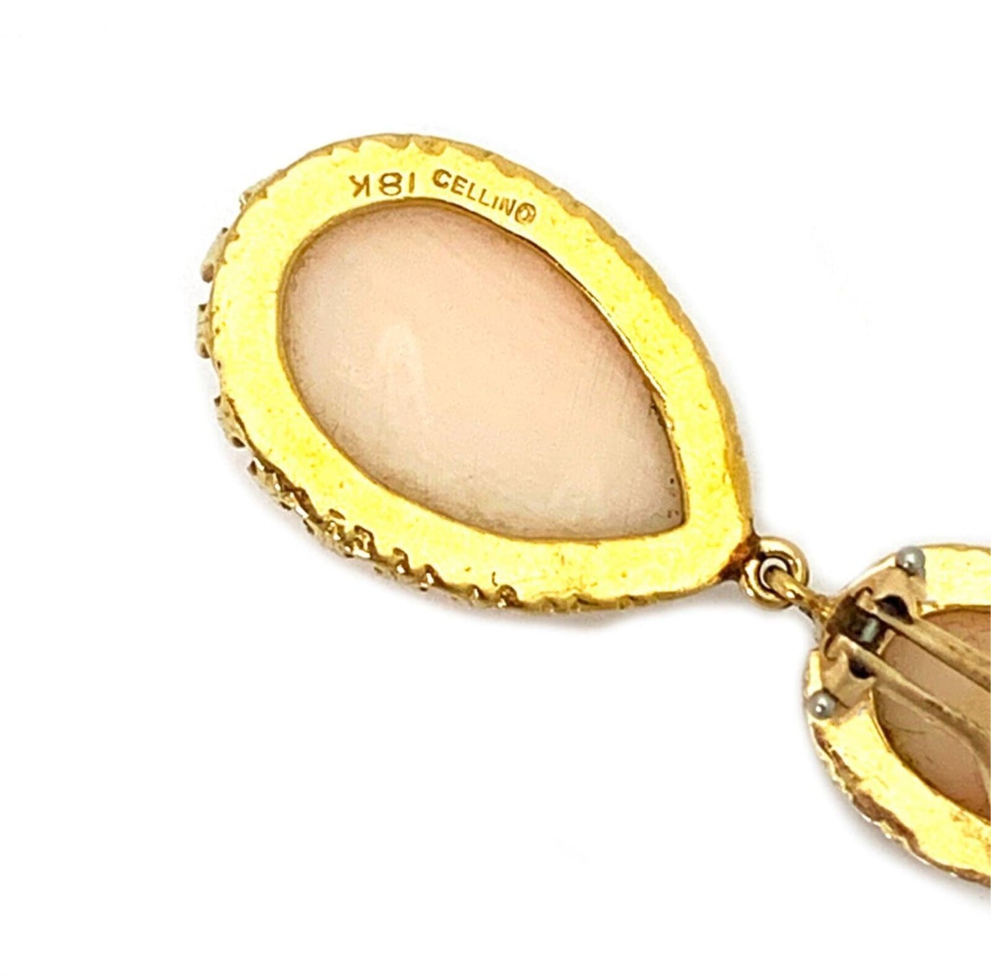 Cellini Coral 18k Yellow Gold 2 Tier Drop Dangle Earrings