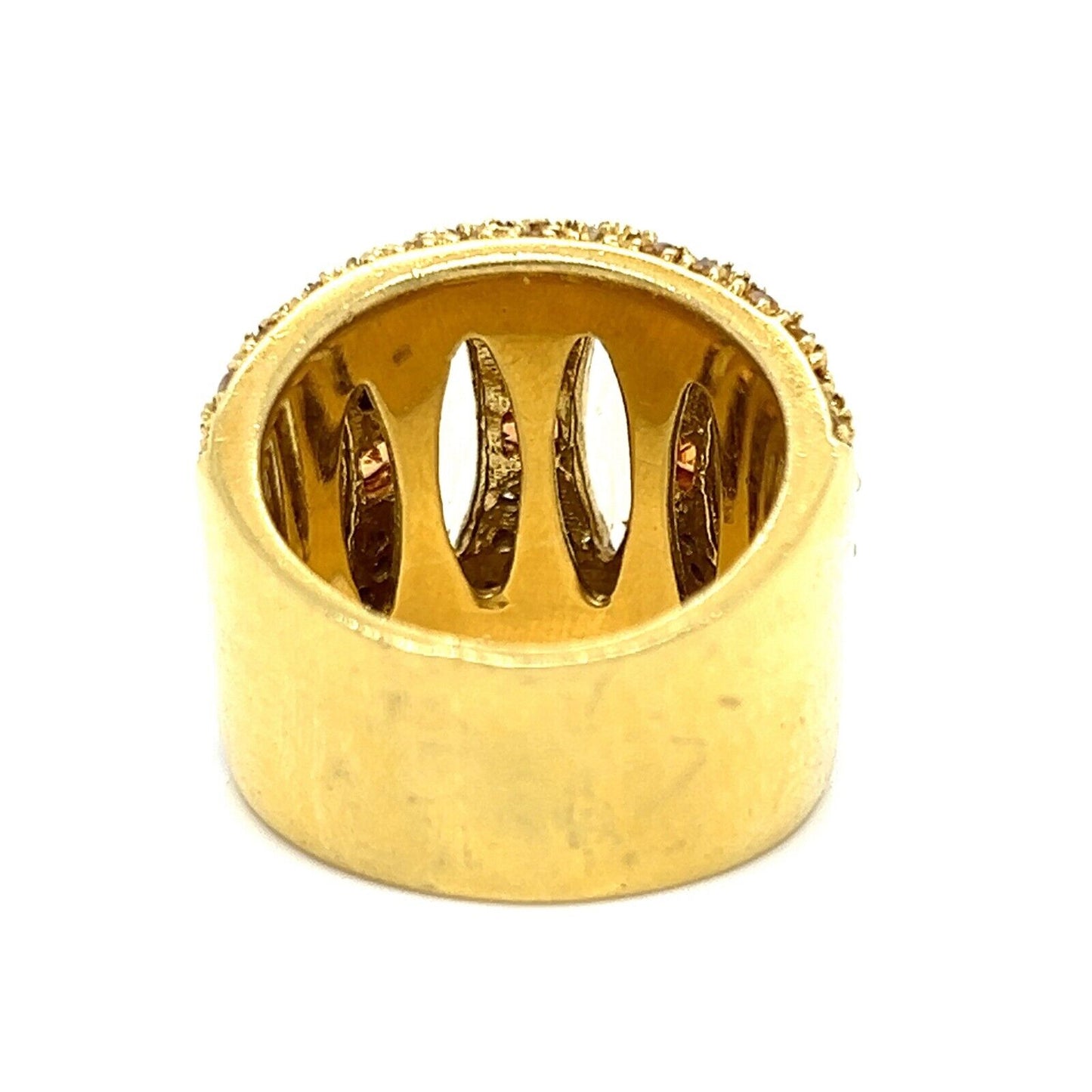 Guild Diamond Sapphire & Citrine 18k Yellow Gold Wide Band Ring - Size 6