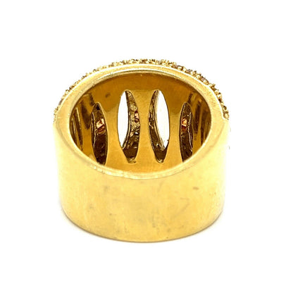 Guild Diamond Sapphire & Citrine 18k Yellow Gold Wide Band Ring - Size 6