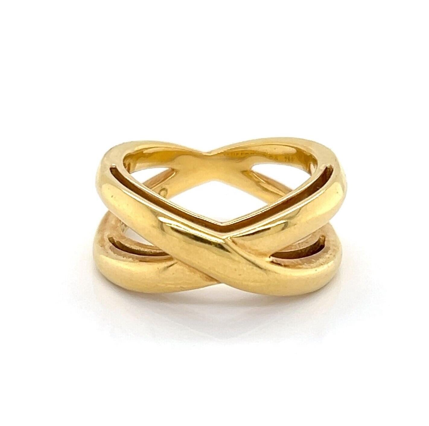 Tiffany & Co. 18k Yellow Gold Double X Crossover Band Ring - Size 5