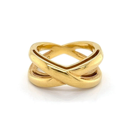 Tiffany & Co. 18k Yellow Gold Double X Crossover Band Ring - Size 5