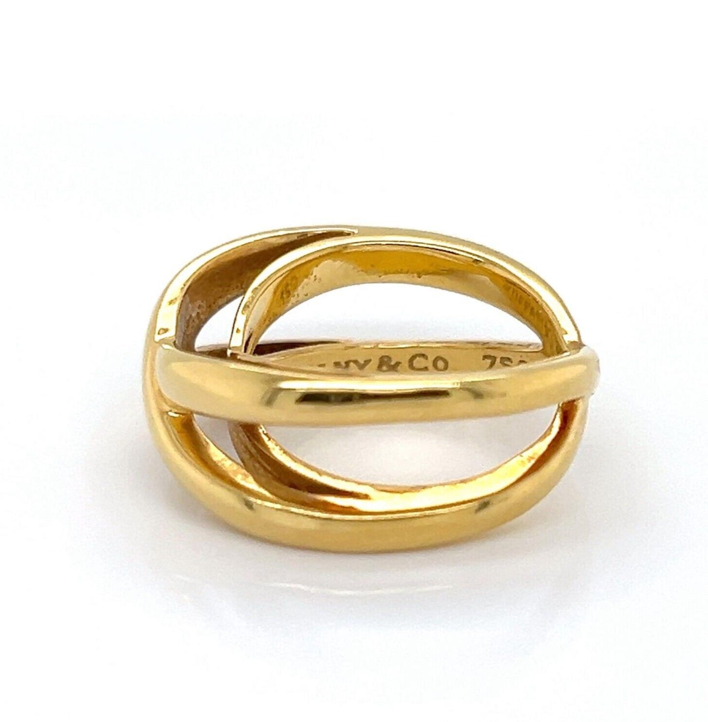 Tiffany & Co. 18k Yellow Gold Double X Crossover Band Ring - Size 5