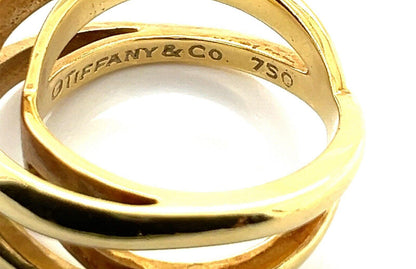 Tiffany & Co. 18k Yellow Gold Double X Crossover Band Ring - Size 5