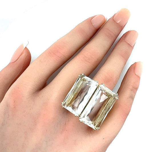 H. Stern Cobblestone Clear Quartz Diamond 18k Yellow Gold Statement Ring Size 7