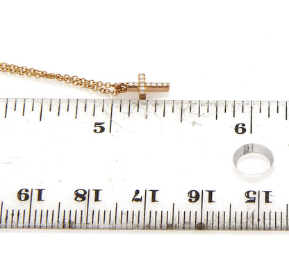 Tiffany & Co. Metro Diamond Mini Cross 18k Rose Gold Pendant Necklace