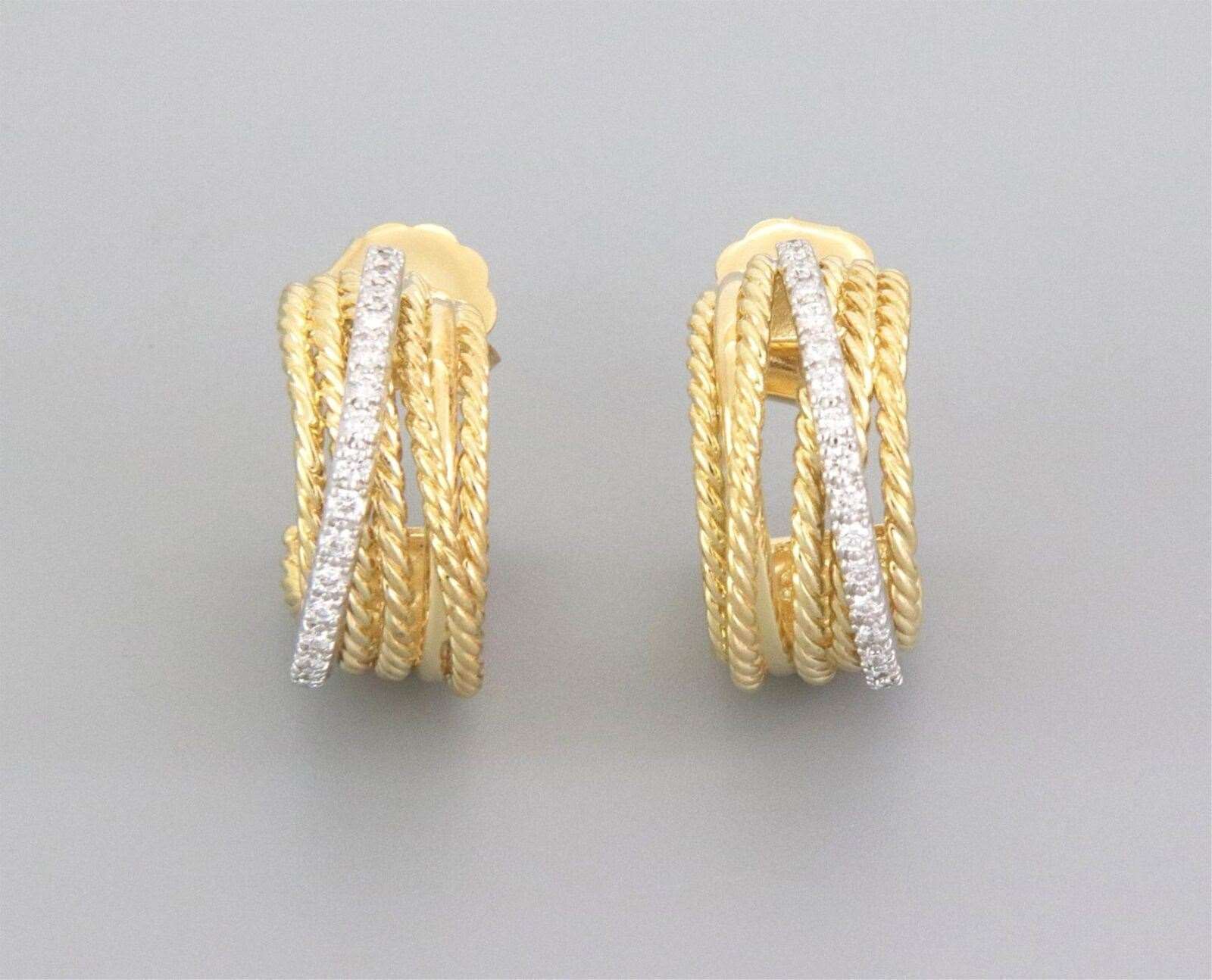 David Yurman 18k Gold & Diamonds Crossover Huggie Hoop Earrings | Earrings | catalog, David Yurman, Designer Jewelry, Earrings | David Yurman