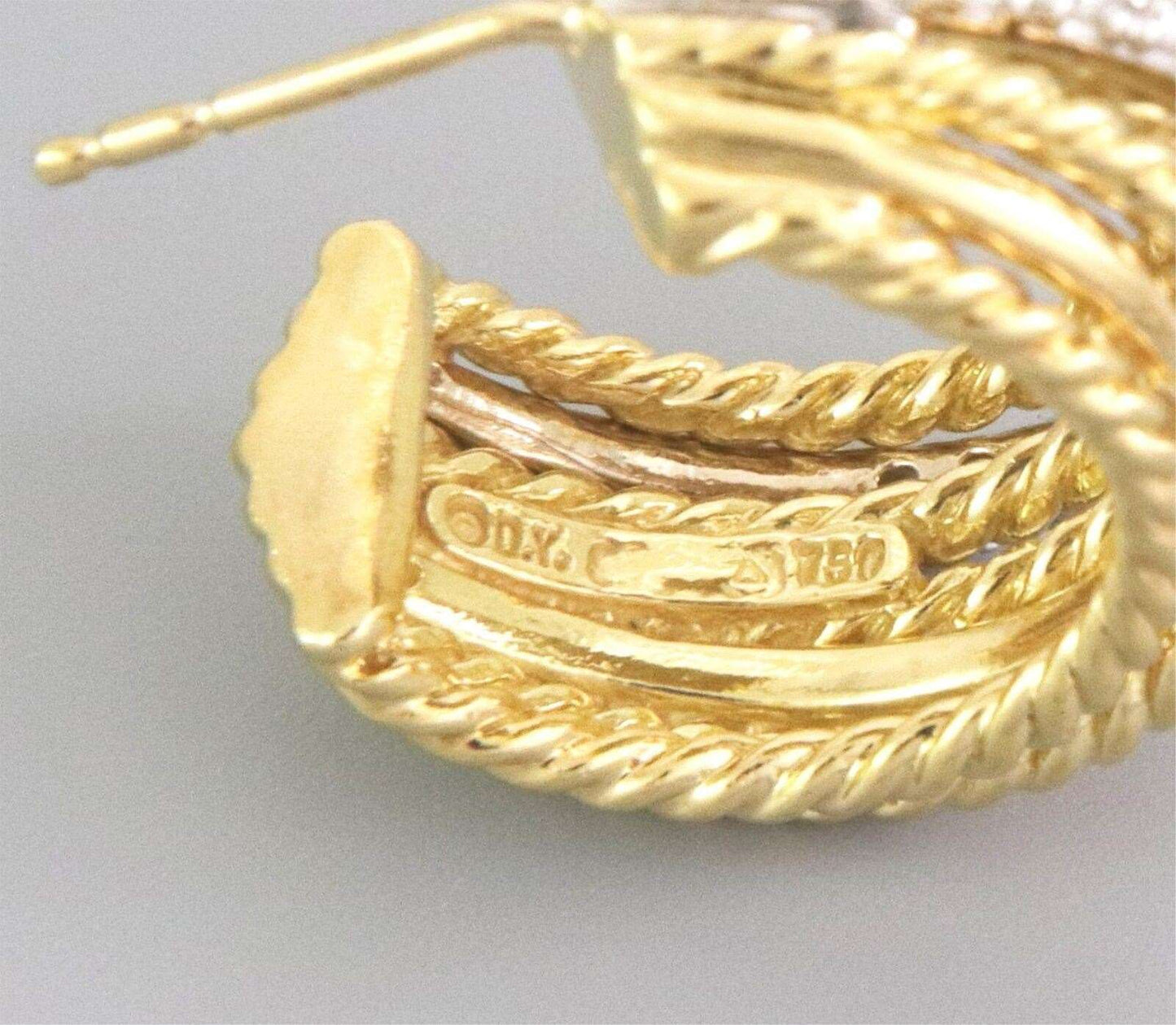David Yurman 18k Gold & Diamonds Crossover Huggie Hoop Earrings