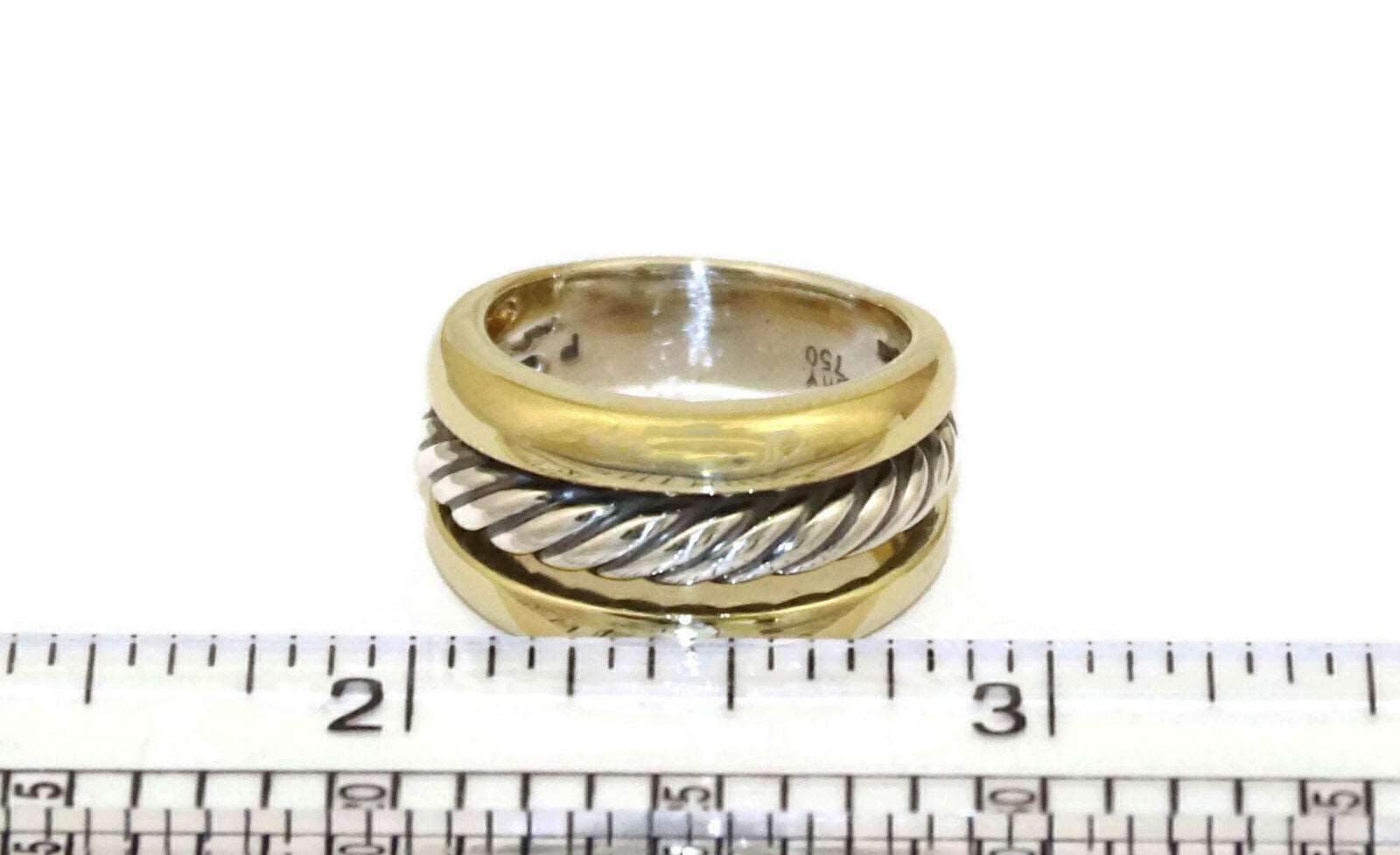 David Yurman Cable Triple Rows 18k Gold & Sterling Band Ring