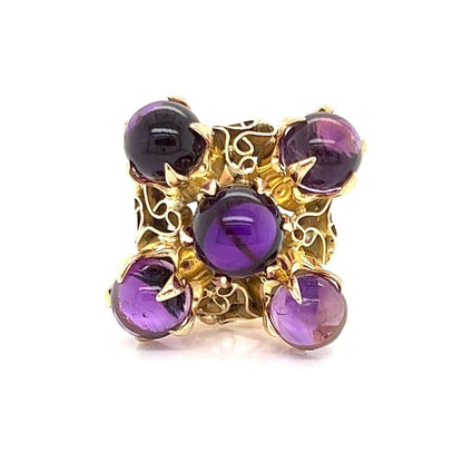 Cabochon Amethyst 14k Yellow Gold Large Cocktail Ring | Rings | catalog, Estate, Rings, Vintage | Estate