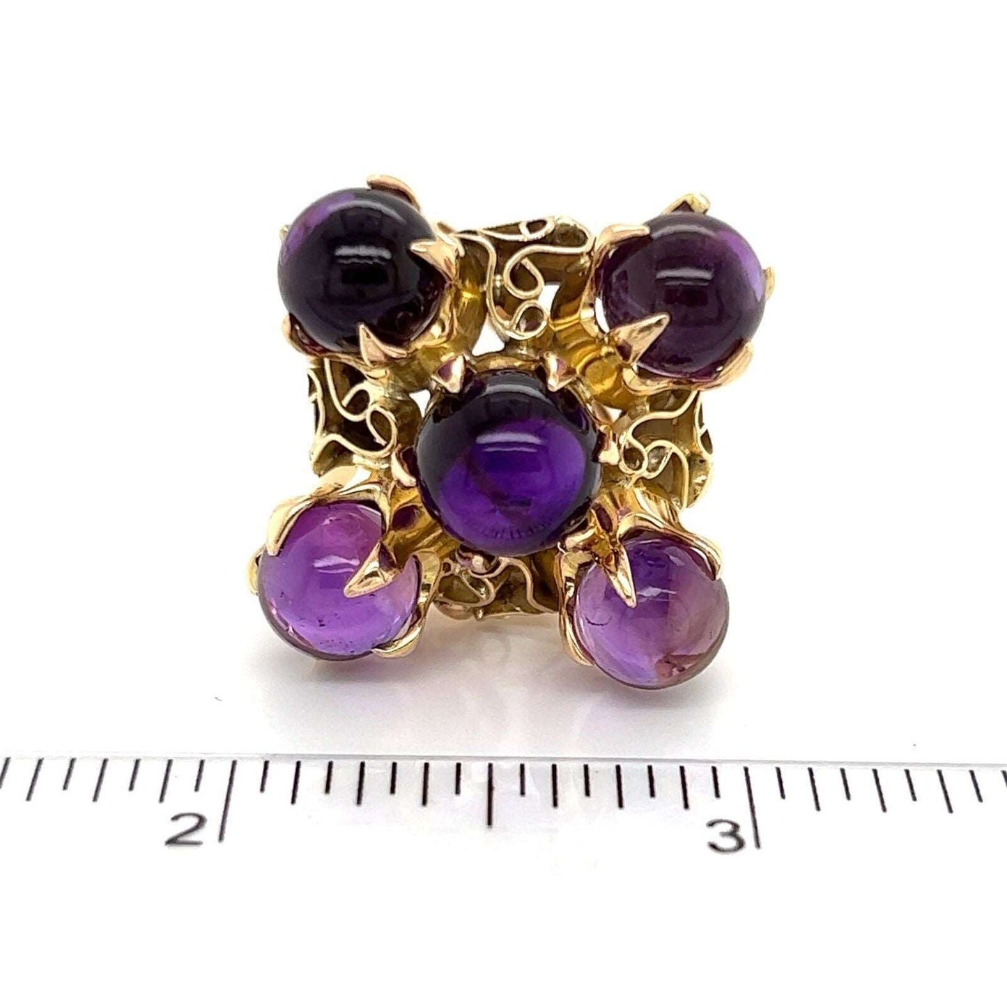 Cabochon Amethyst 14k Yellow Gold Large Cocktail Ring