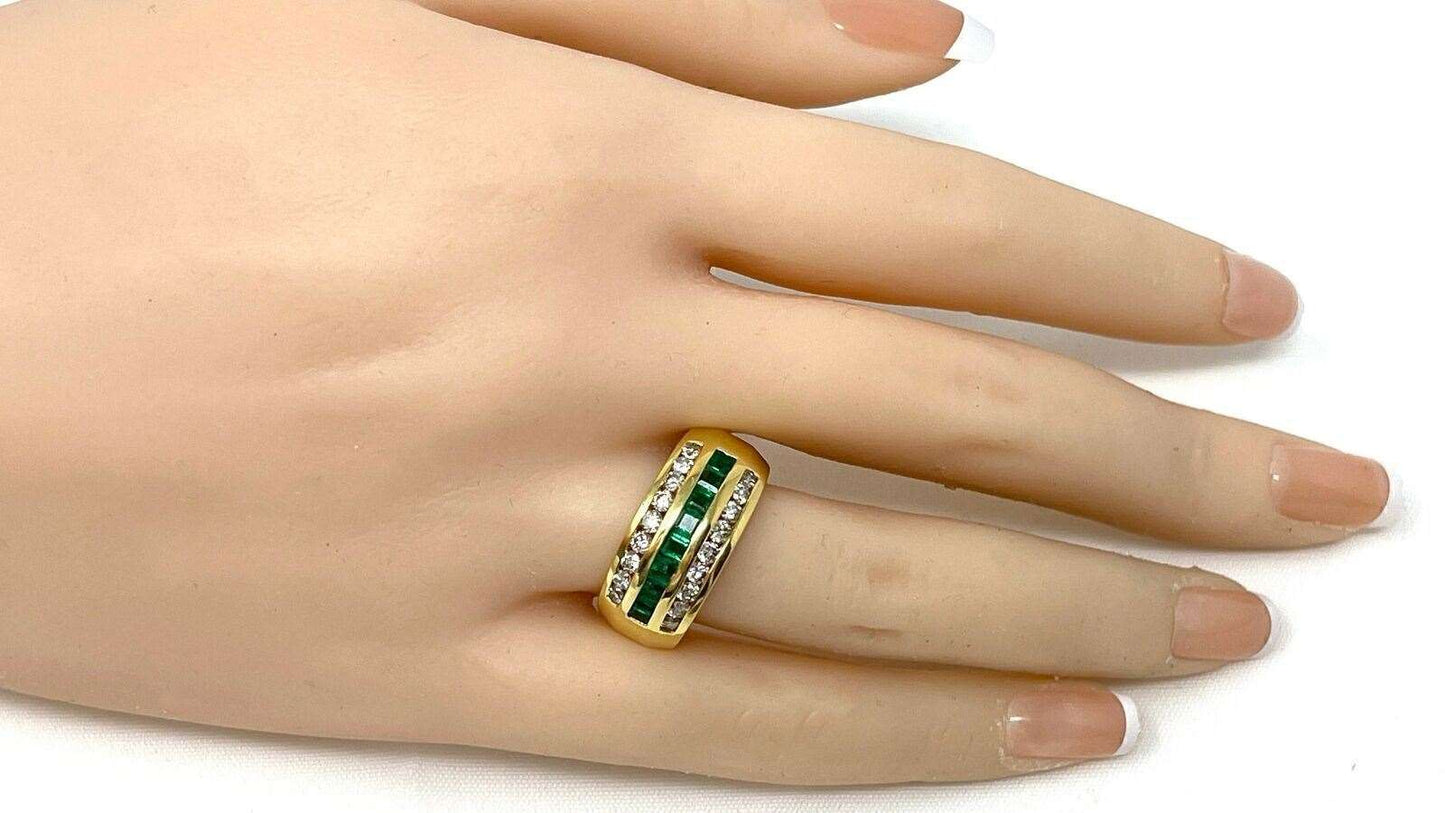 Craig Drake Diamond & Emerald 18k Yellow Gold Band Ring