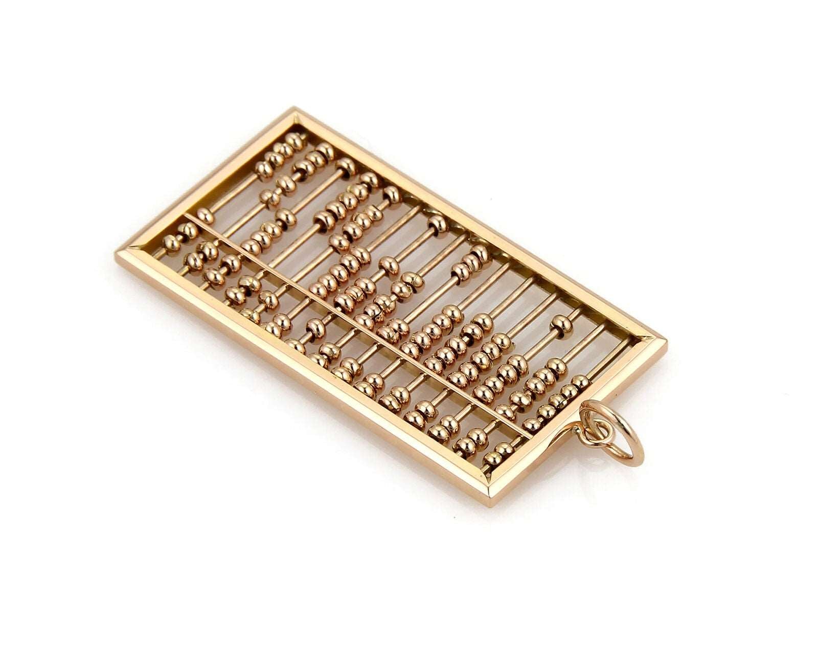 Abacus Calculator 18k Rose Gold Rectangular Charm Pendant