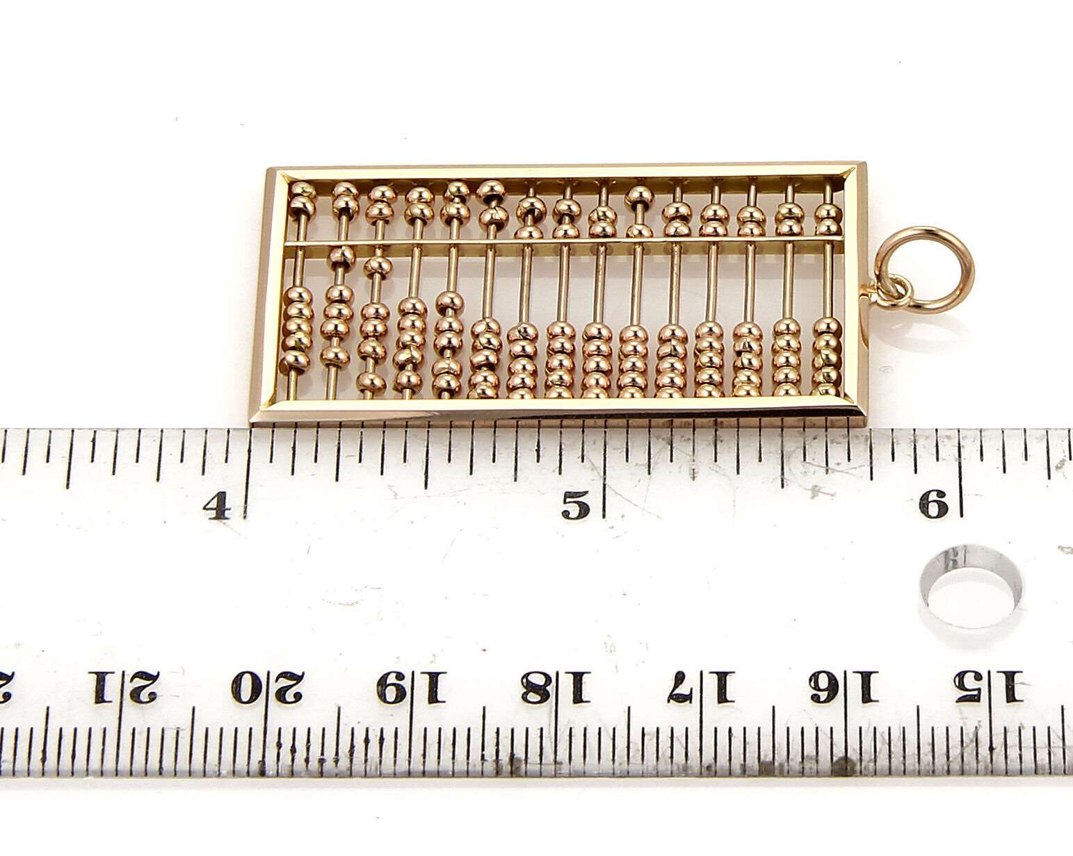 Abacus Calculator 18k Rose Gold Rectangular Charm Pendant