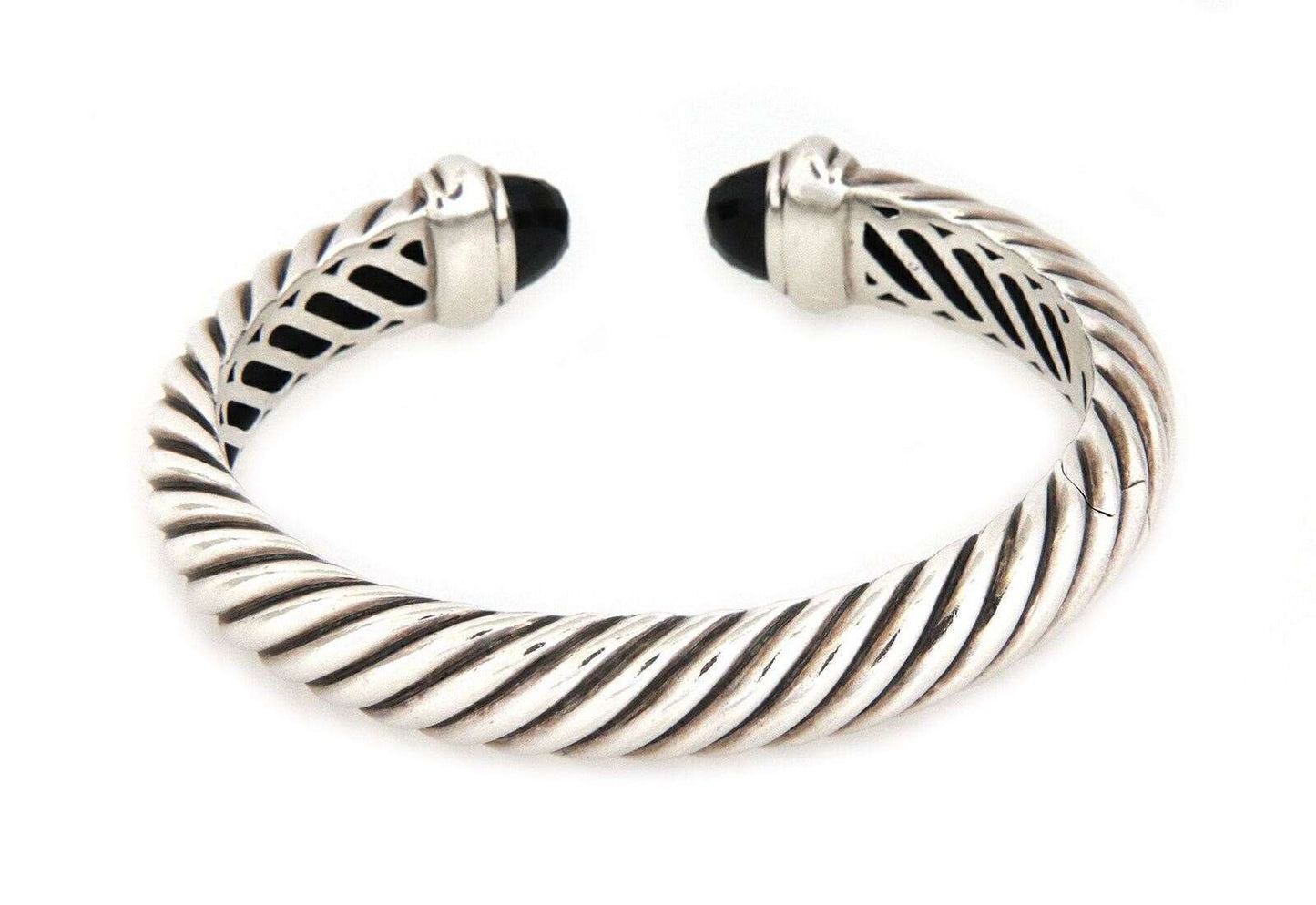 David Yurman Waverly Onyx Sterling Silver 10mm Wide Cuff Bracelet