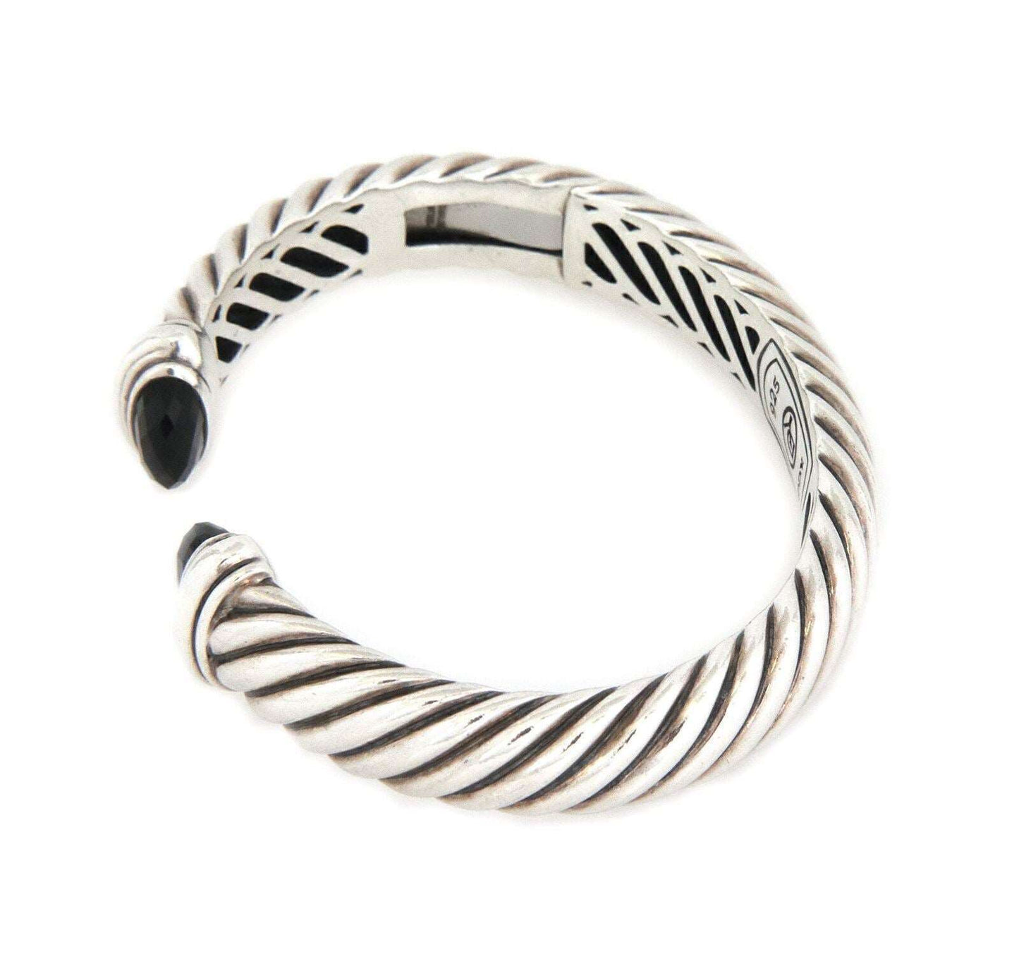 David Yurman Waverly Onyx Sterling Silver 10mm Wide Cuff Bracelet