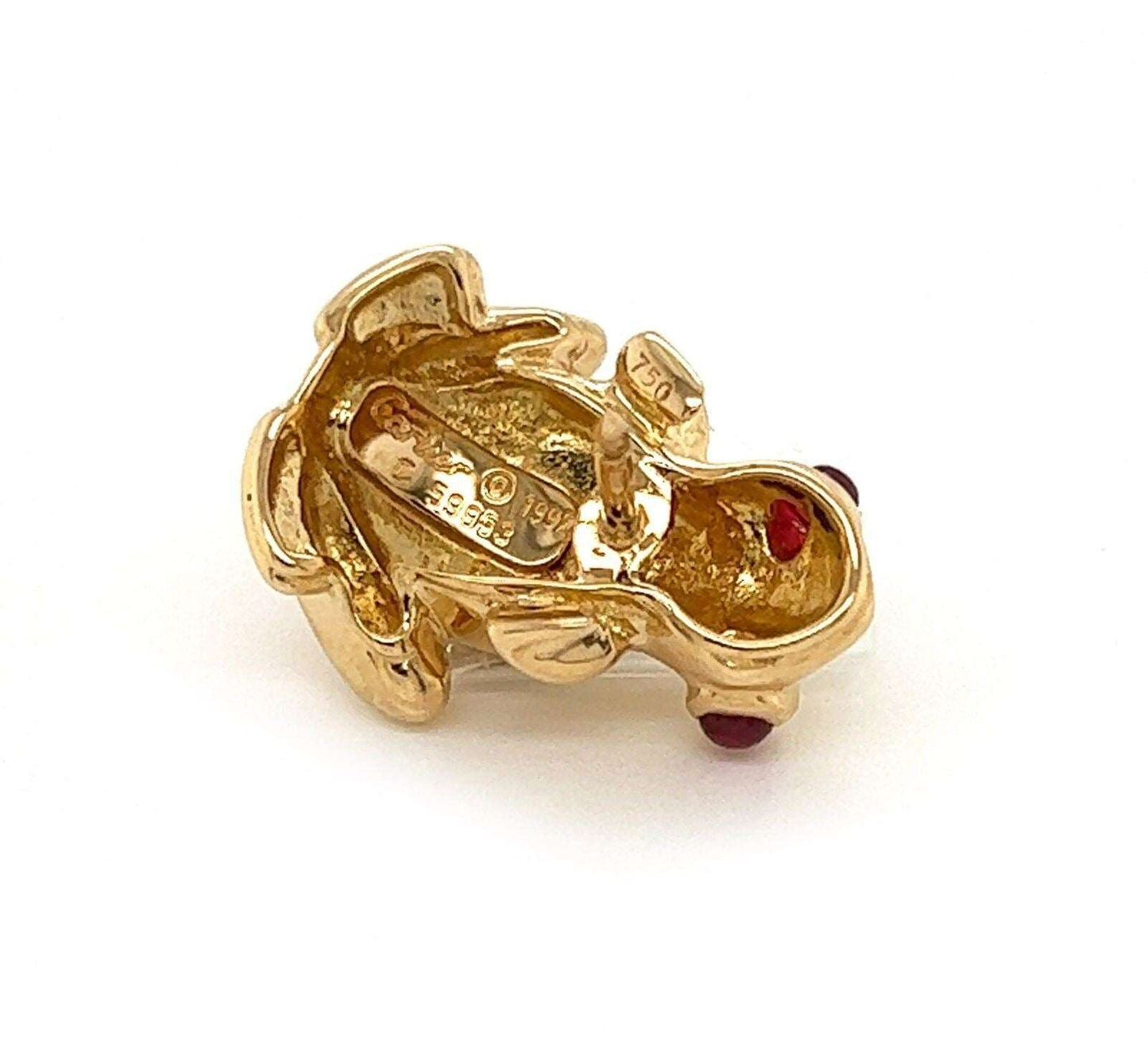 Cartier Ruby Enamel 18k Yellow Gold Frog Lapel Pin