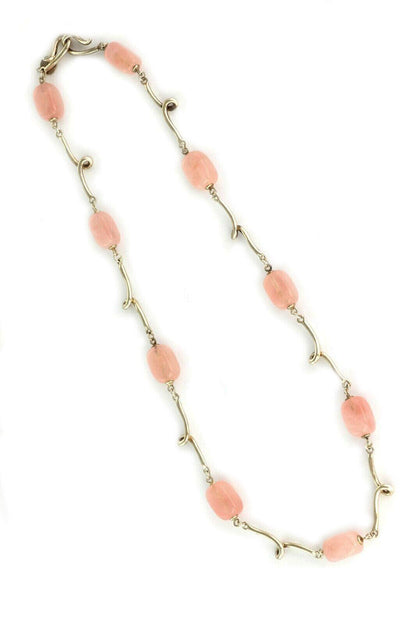 Tiffany & Co. Pink Quartz Sterling Silver Bead Necklace
