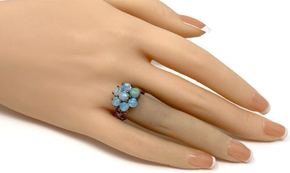 Victorian Opal 10k Yellow Gold Floral Ring - Size 6.5