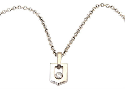 Cartier Diamond 18k White Gold Logo Pendant w/Paper